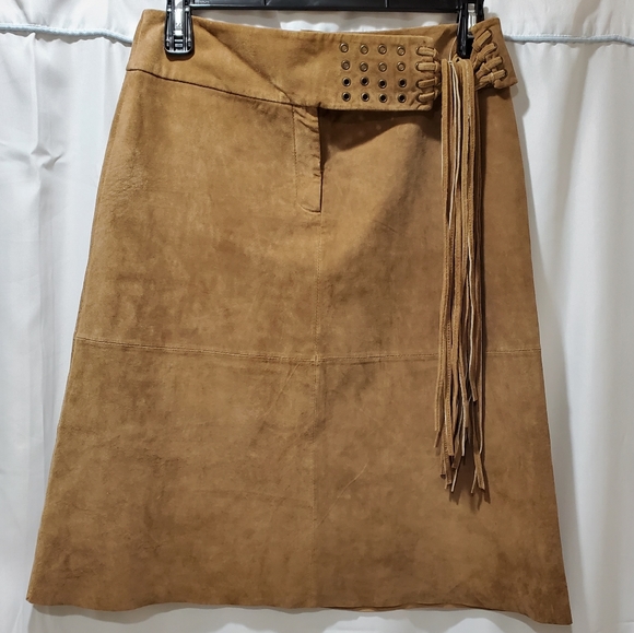 Mixit Dresses & Skirts - Mixit Genuine Leather Suede boho Midi Skirt 10